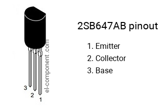 Diagrama de pines del 2SB647AB , marcado B647AB