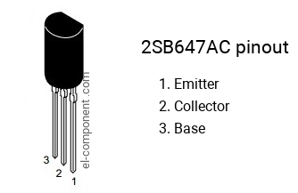 Diagrama de pines del 2SB647AC , marcado B647AC