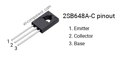 Pinout of the 2SB648A-C transistor, marking B648A-C