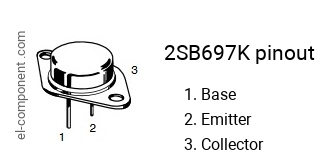 Diagrama de pines del 2SB697K , marcado B697K