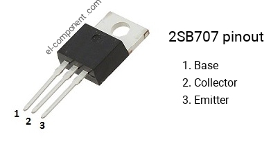 Pinout of the 2SB707 transistor, marking B707