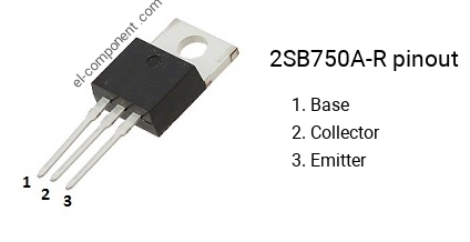 Pinout of the 2SB750A-R transistor, marking B750A-R