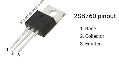 Diagrama de pines del 2SB760 , marcado B760