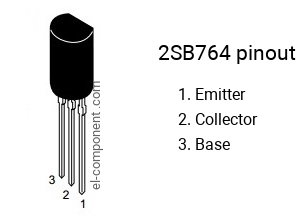 Diagrama de pines del 2SB764 , marcado B764
