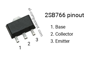 Diagrama de pines del 2SB766 smd sot-89 , marcado B766