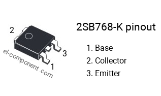 Pinout of the 2SB768-K transistor, marking B768-K