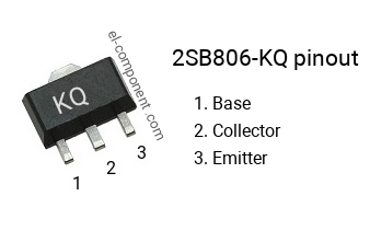 Pinout of the 2SB806-KQ smd sot-89 transistor, smd marking code KQ