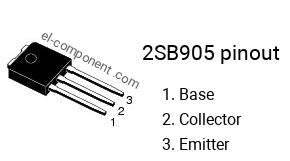 Pinout of the 2SB905 transistor, marking B905