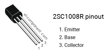 Diagrama de pines del 2SC1008R , marcado C1008R