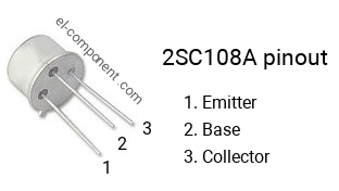 Pinout of the 2SC108A transistor, marking C108A