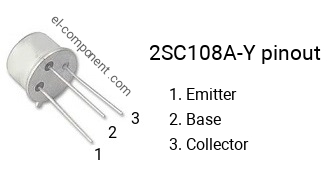 Pinout of the 2SC108A-Y transistor, marking C108A-Y