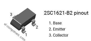 Pinout of the 2SC1621-B2 smd sot-23 transistor, marking C1621-B2