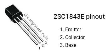 Pinout of the 2SC1843E transistor, marking C1843E