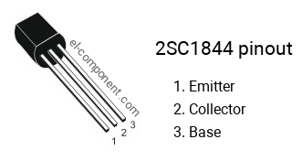 Diagrama de pines del 2SC1844 , marcado C1844