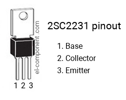 Diagrama de pines del 2SC2231 , marcado C2231