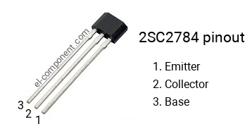 Pinout of the 2SC2784 transistor, marking C2784