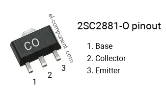 Diagrama de pines del 2SC2881-O smd sot-89 , smd marking code CO