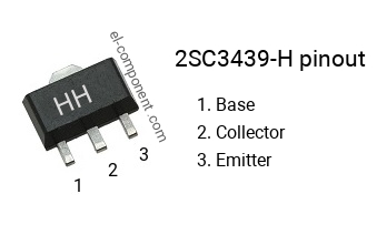 Diagrama de pines del 2SC3439-H smd sot-89 , smd marking code HH