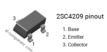 Pinout of the 2SC4209 smd sot-23 transistor, marking C4209