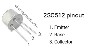 Diagrama de pines del 2SC512 , marcado C512