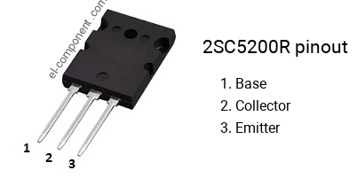 Pinout of the 2SC5200R transistor, marking C5200R