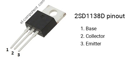 Pinout of the 2SD1138D transistor, marking D1138D
