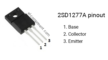 Pinout of the 2SD1277A transistor, marking D1277A