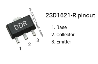 Diagrama de pines del 2SD1621-R smd sot-89 , smd marking code DDR