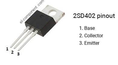 Pinout of the 2SD402 transistor, marking D402