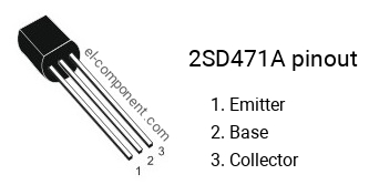 Pinout of the 2SD471A transistor, marking D471A