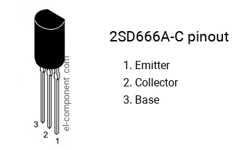 Pinout of the 2SD666A-C transistor, marking D666A-C