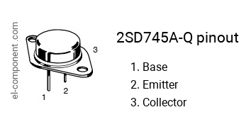 Diagrama de pines del 2SD745A-Q , marcado D745A-Q