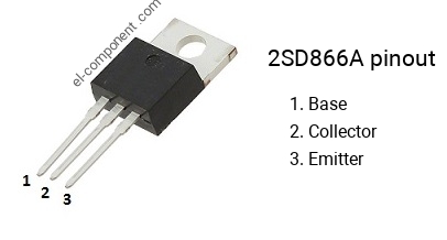 Pinout of the 2SD866A transistor, marking D866A