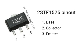 Diagrama de pines del 2STF1525 smd sot-89 , smd marking code 1525