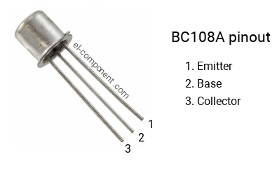 Diagrama de pines del BC108A 