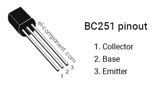 Pinout of the BC251 transistor