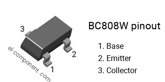 Diagrama de pines del BC808W smd sot-323 