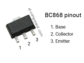 Pinout of the BC868 smd sot-89 transistor