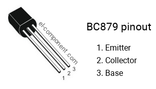 Pinout of the BC879 transistor, smd marking code CEC