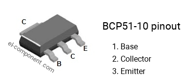 Diagrama de pines del BCP51-10 smd sot-223 