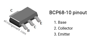 Diagrama de pines del BCP68-10 smd sot-223 