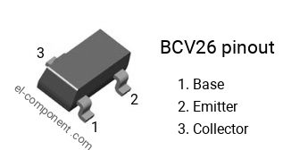 Pinout of the BCV26 smd sot-23 transistor