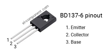 Diagrama de pines del BD137-6 