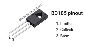 Pinout of the BD185 transistor