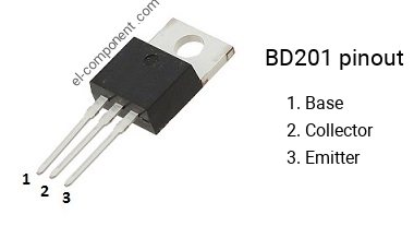 Pinout of the BD201 transistor