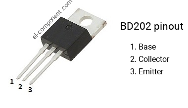 Pinout of the BD202 transistor