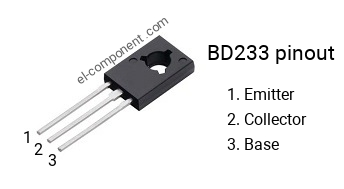 Pinout of the BD233 transistor