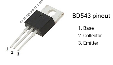 Pinout of the BD543 transistor