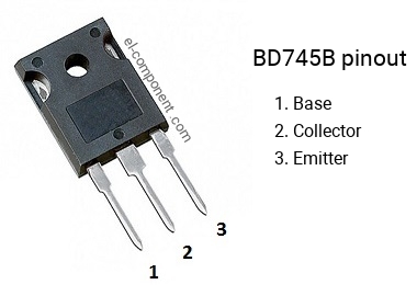 Pinout of the BD745B transistor