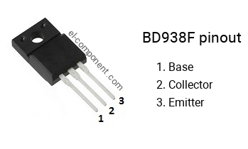 Pinout of the BD938F transistor